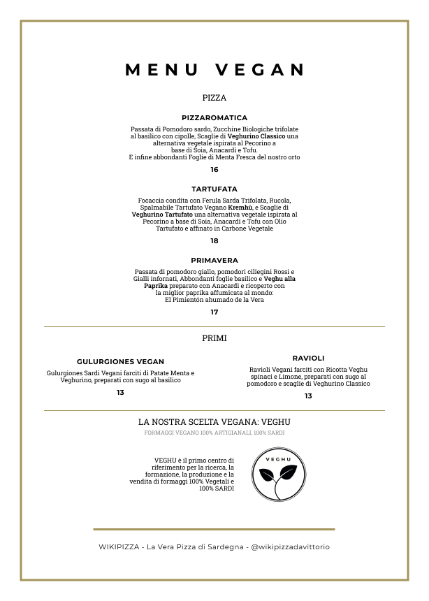 Menu Pizze VEGANE Italiano